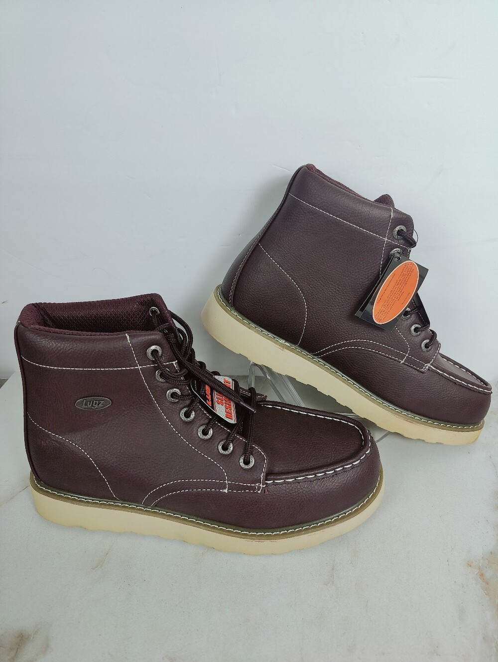 NWT Lugz Cypress Men's Brown Ox Blood Lace-Up Slip Resistant Work Boots, 11